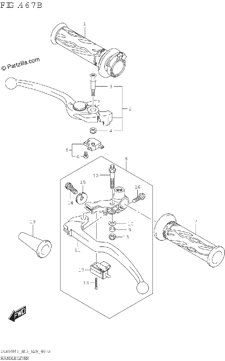Diagrama de HANDLE LEVER DL650XA