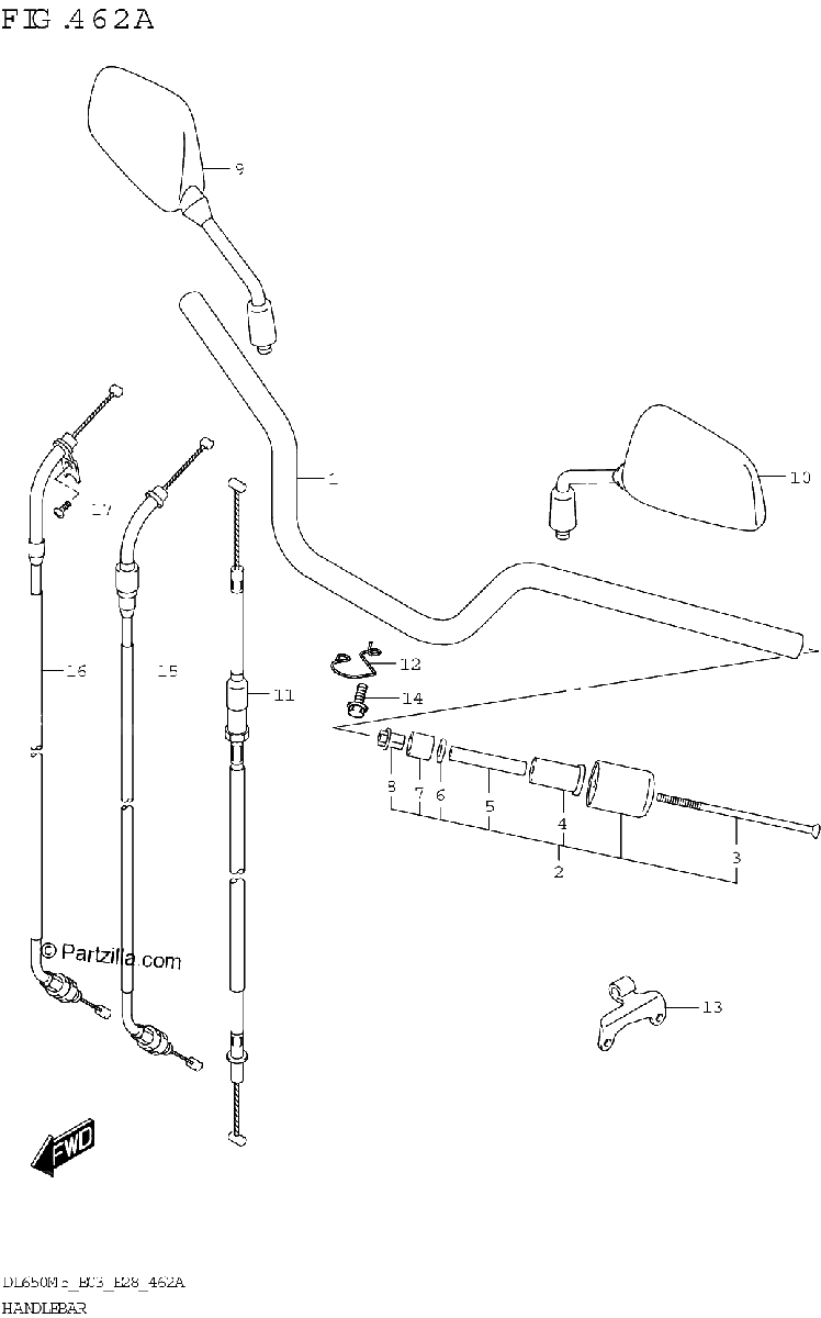 Diagrama de HANDLEBAR DL650A