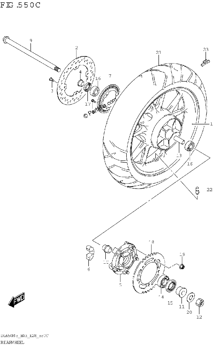 Diagrama de REAR WHEEL DL650A