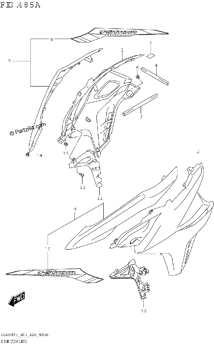 Diagrama de SIDE COWLING DL650A