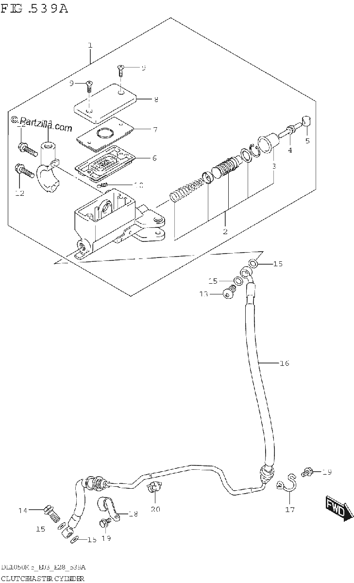 Diagrama de CLUTCH MASTER CYLINDER DL1050RR