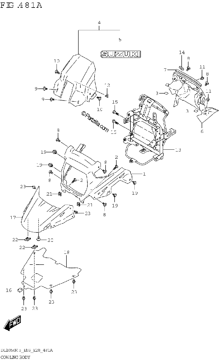 Diagrama de COWLING BODY DL1050RR