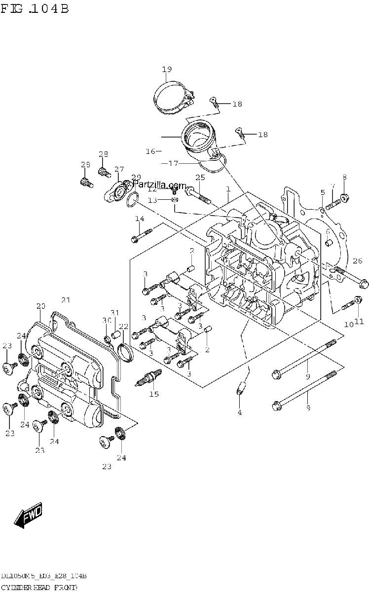 Diagrama de CYLINDER HEAD FRONT DL1050RJ