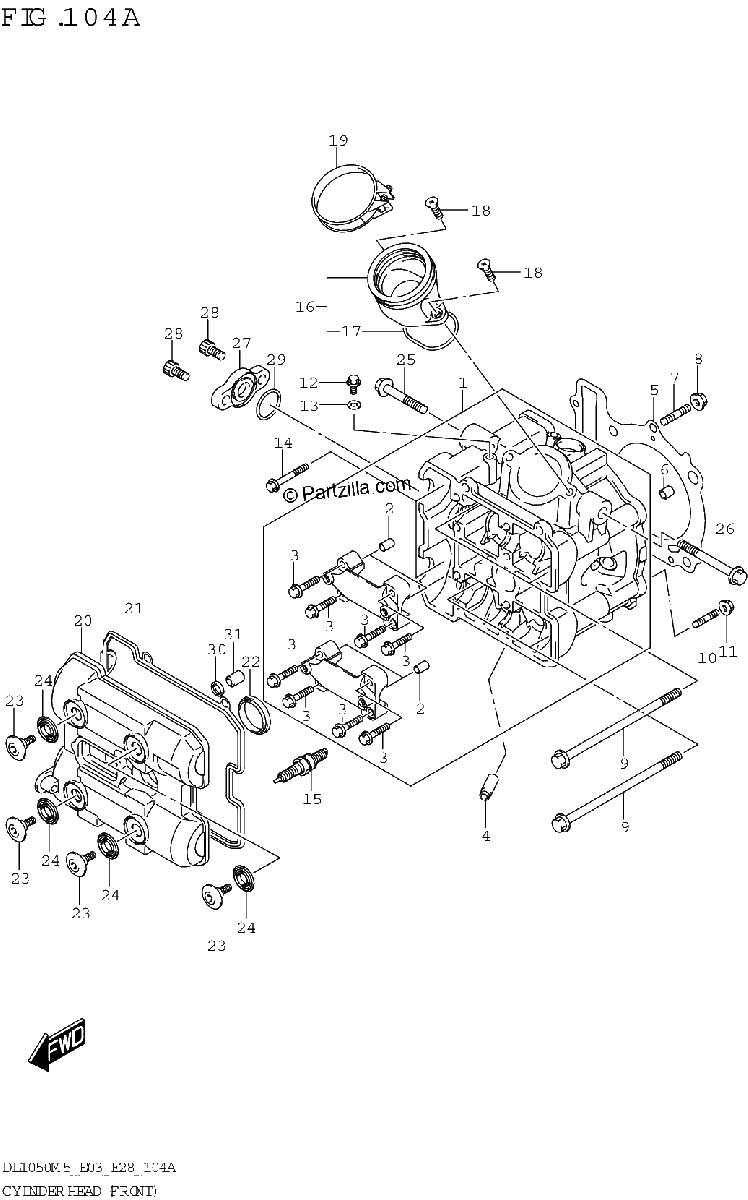 Diagrama de CYLINDER HEAD FRONT DL1050RR