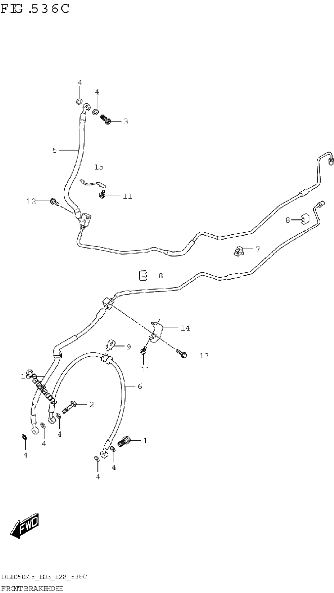 Diagrama de FRONT BRAKE HOSE DL1050RR