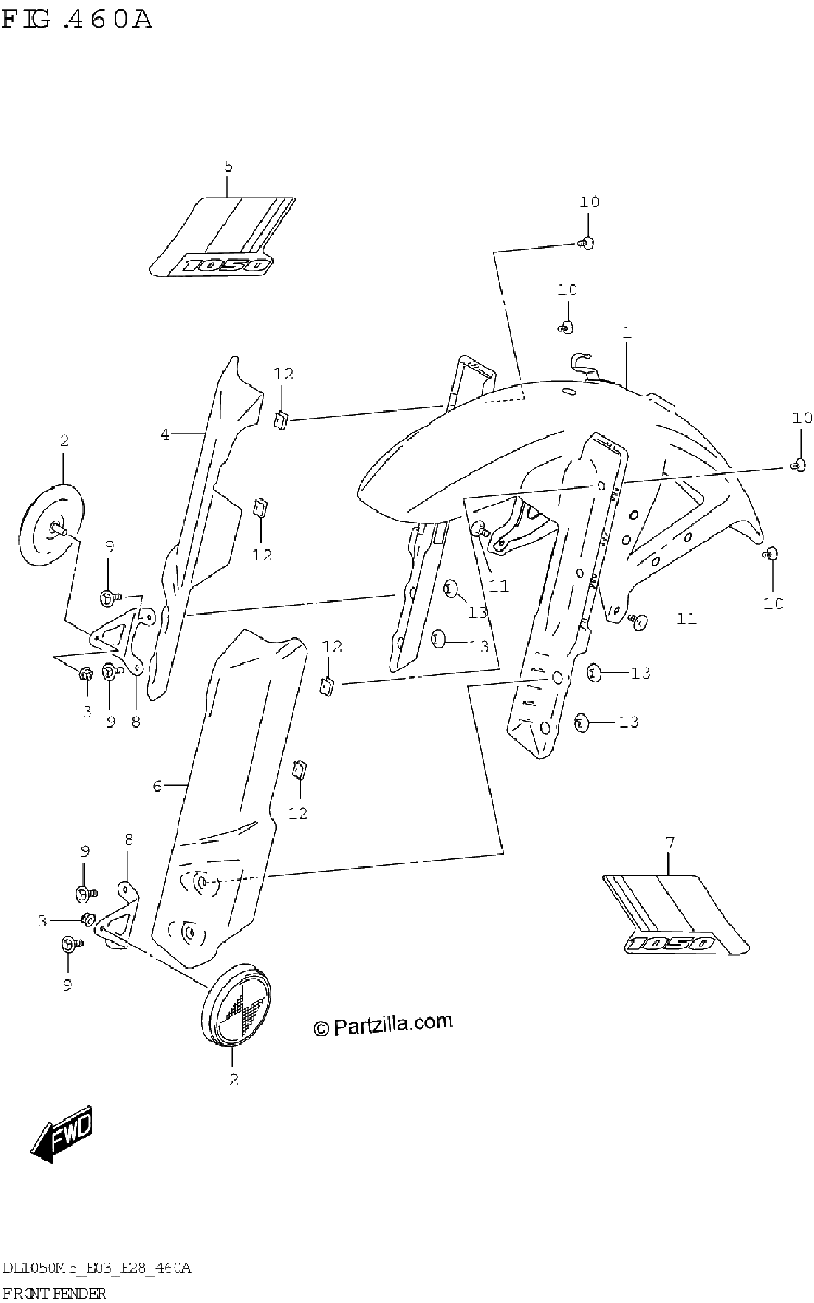 Diagrama de FRONT FENDER DL1050RJ