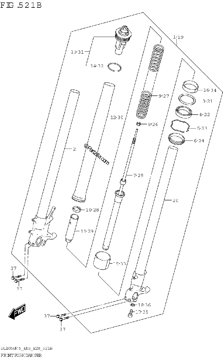 Diagrama de FRONT FORK DAMPER DL1050RJ