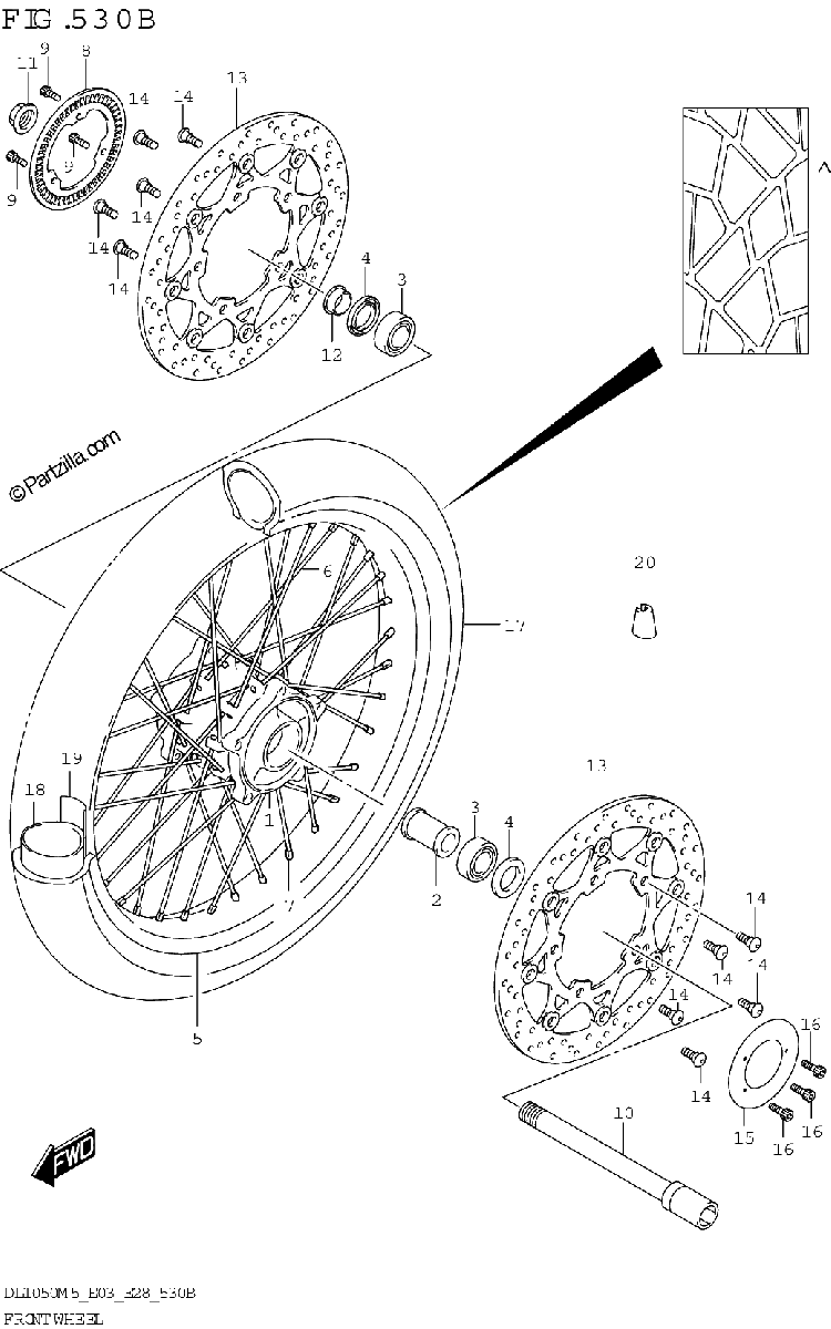 Diagrama de FRONT WHEEL DL1050RJ