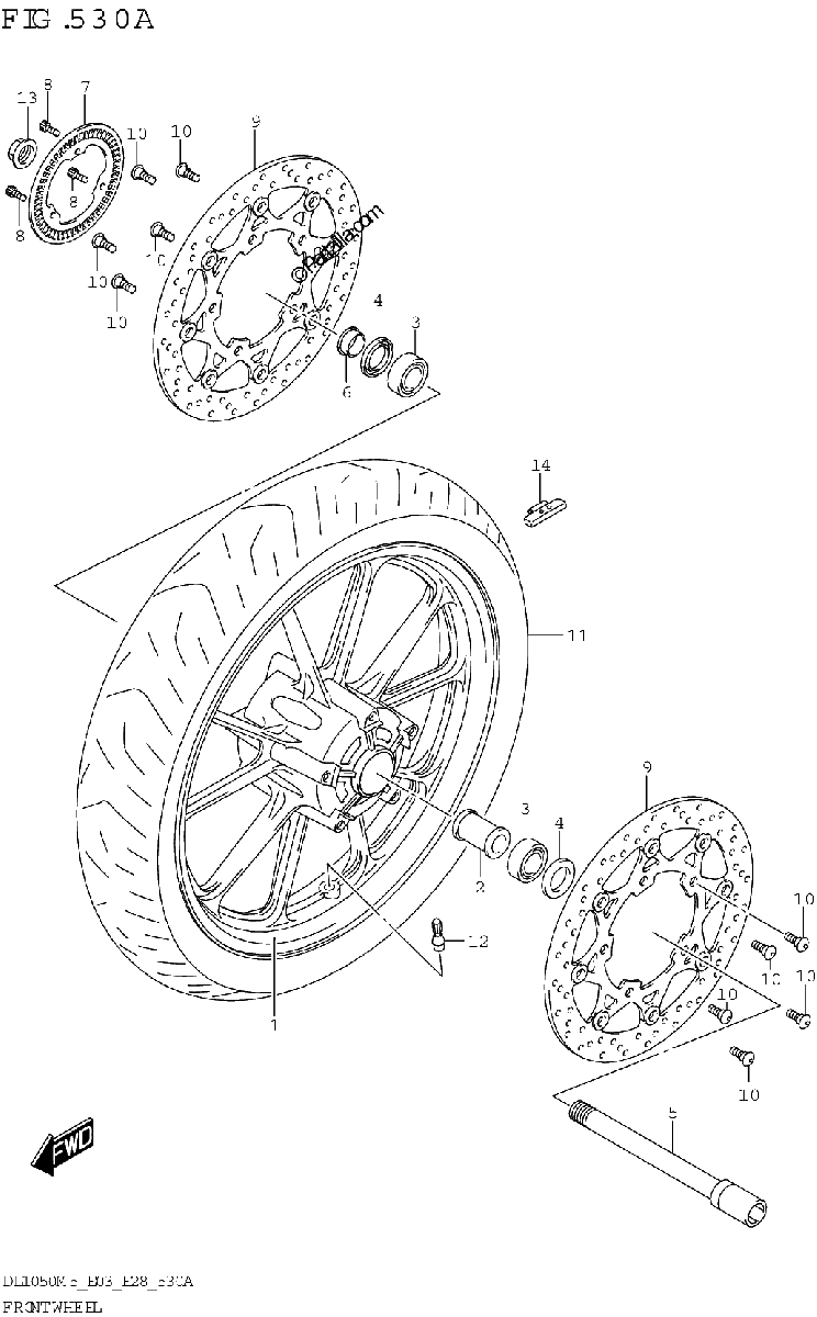 Diagrama de FRONT WHEEL DL1050RR