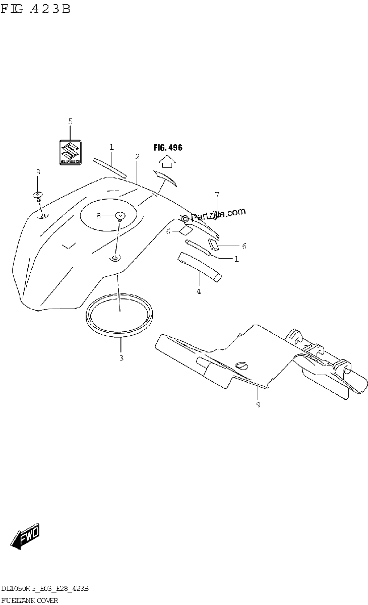 Diagrama de FUEL TANK COVER DL1050RR