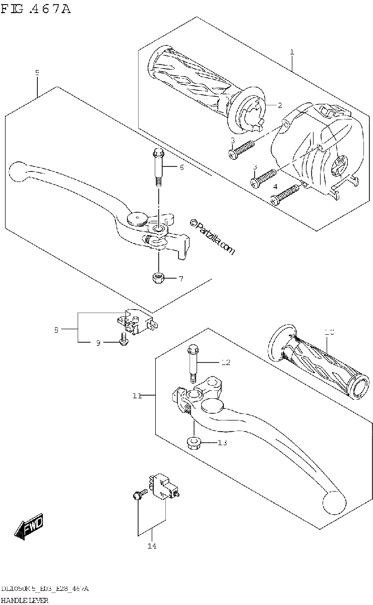 Diagrama de HANDLE LEVER DL1050RJ