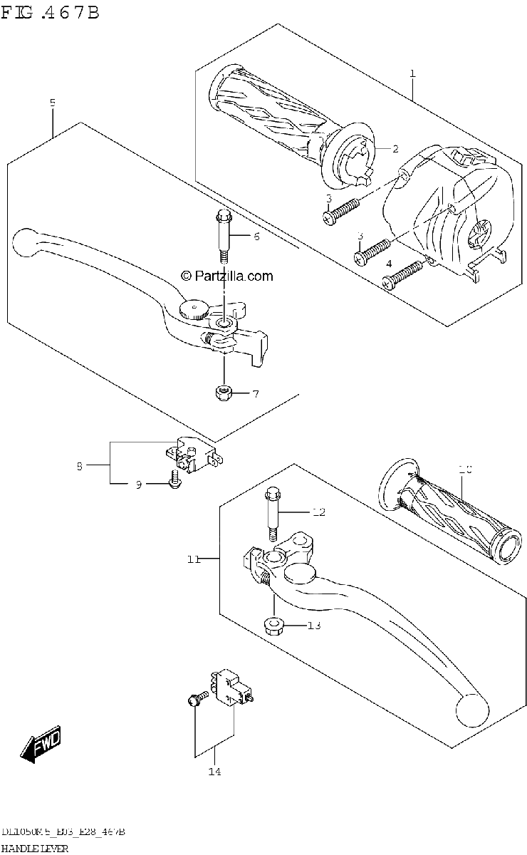 Diagrama de HANDLE LEVER DL1050RR