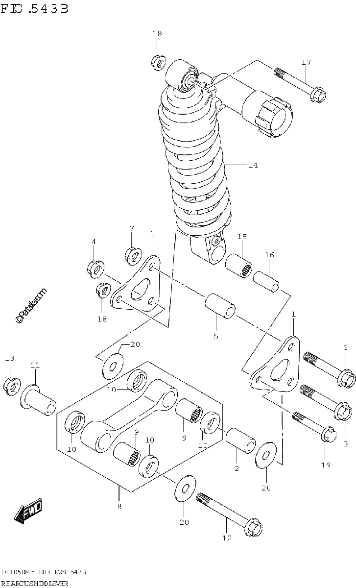 Diagrama de REAR CUSHION LEVER DL1050RJ