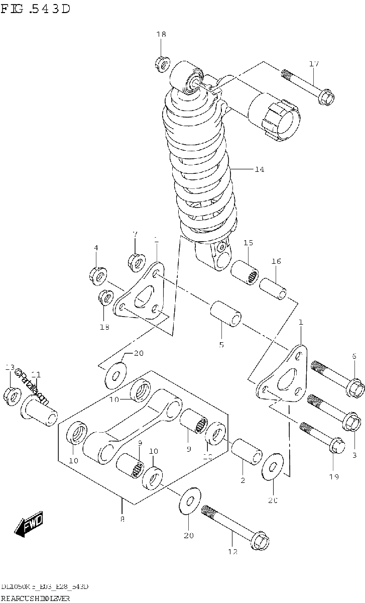 Diagrama de REAR CUSHION LEVER DL1050RR