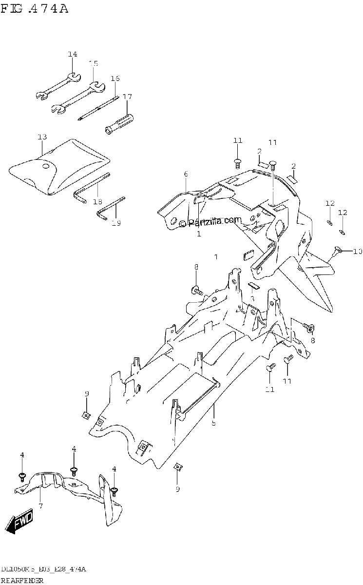 Diagrama de REAR FENDER DL1050RR