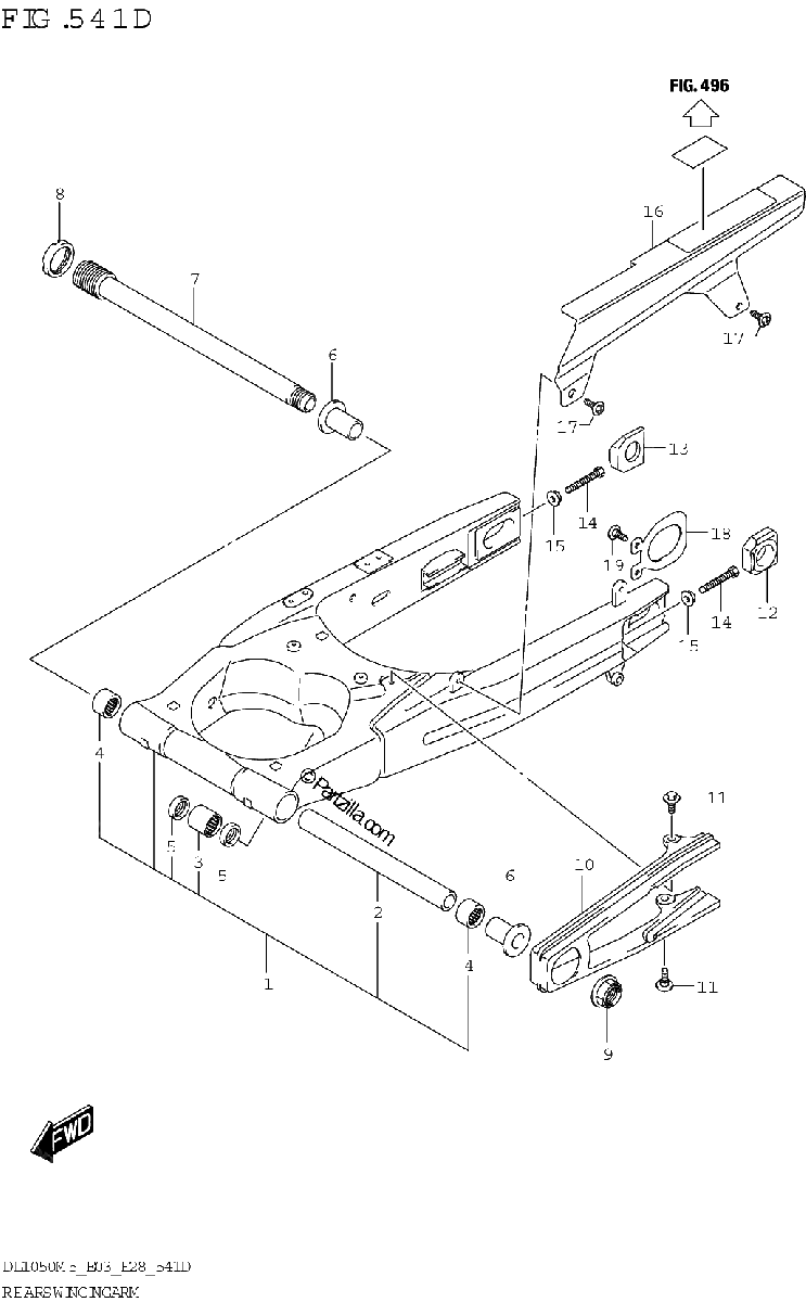 Diagrama de REAR SWINGINGARM DL1050RJ