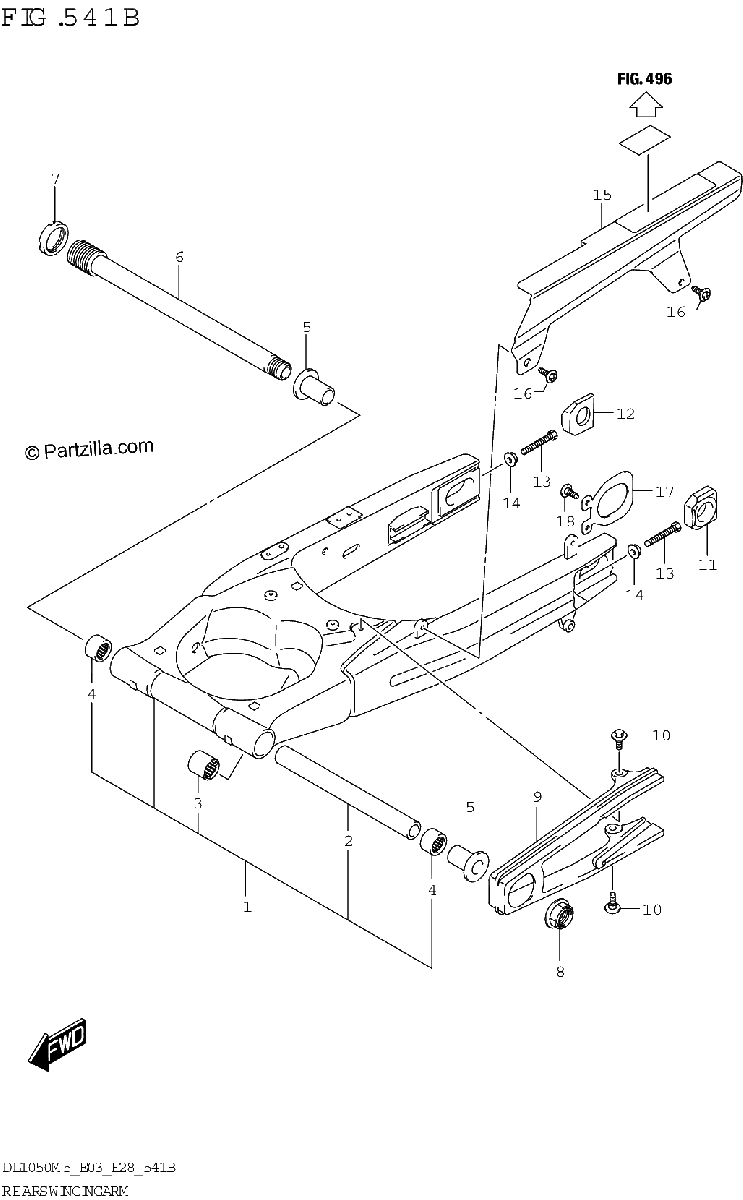 Diagrama de REAR SWINGINGARM DL1050RR