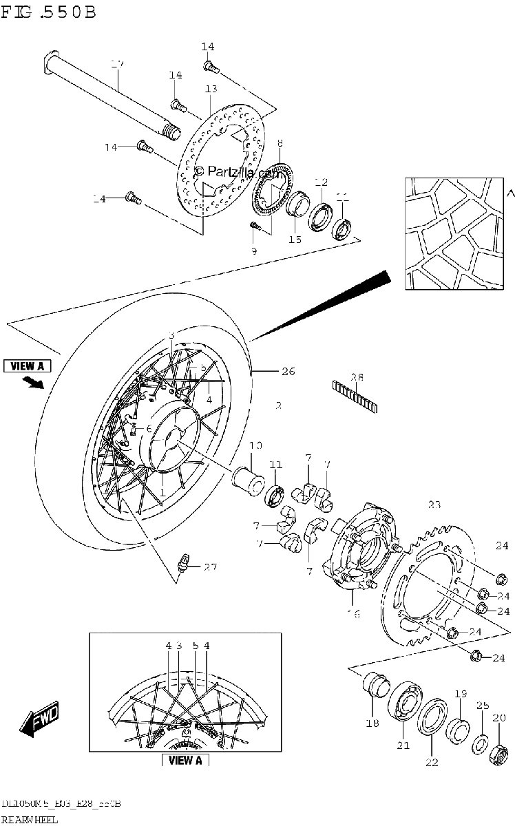 Diagrama de REAR WHEEL DL1050RJ