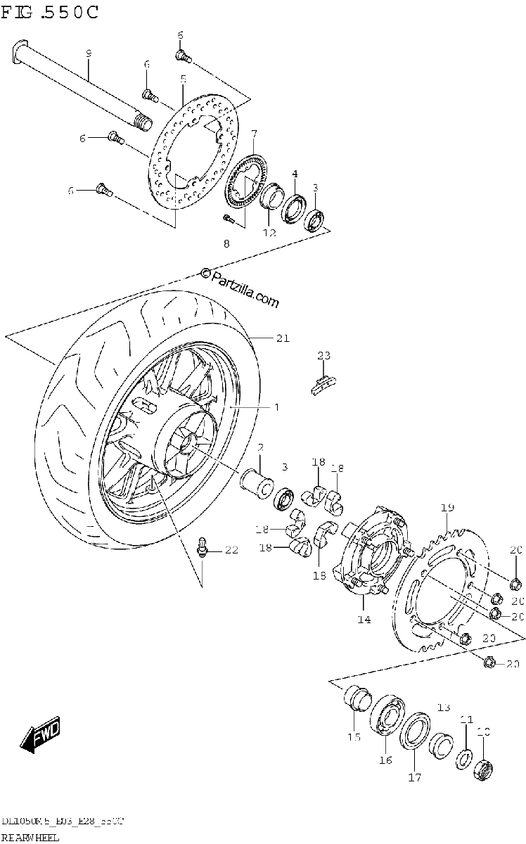 Diagrama de REAR WHEEL DL1050RR