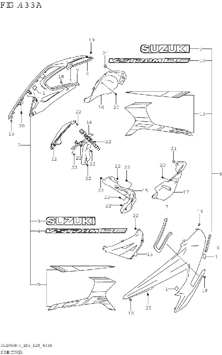 Diagrama de SIDE COVER DL1050RJ