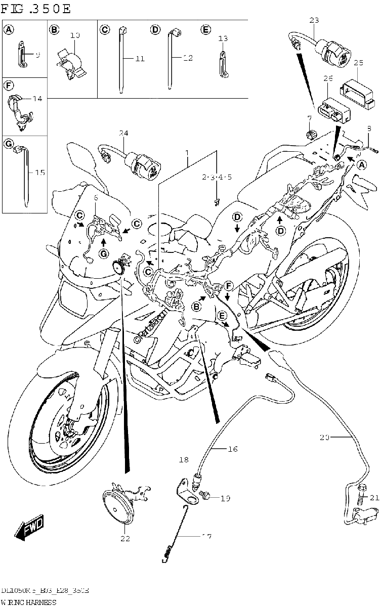 Diagrama de WIRING HARNESS DL1050RJ