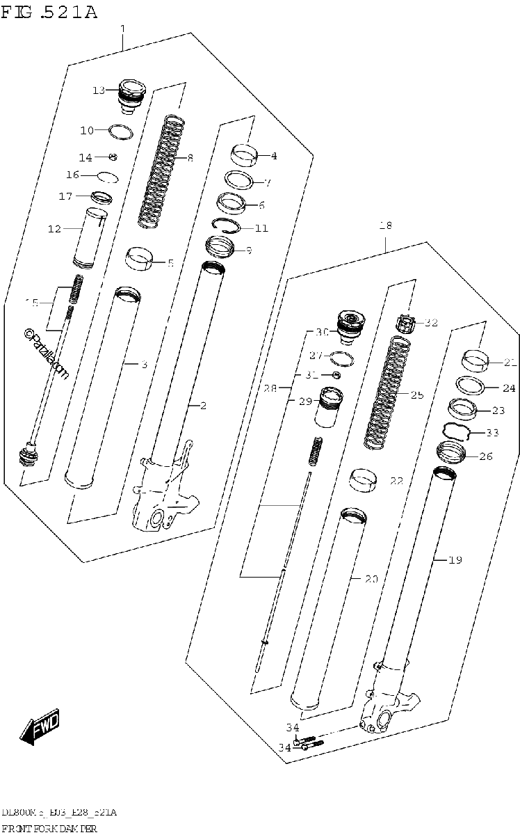 Diagrama de FRONT FORK DAMPER