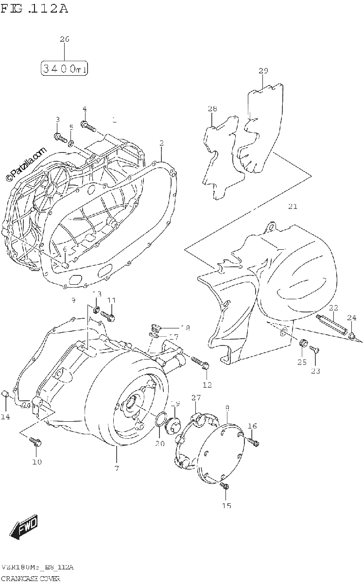Diagrama de CRANKCASE COVER VZR1800