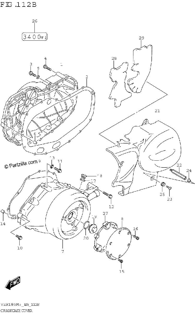 Diagrama de CRANKCASE COVER VZR1800BZ