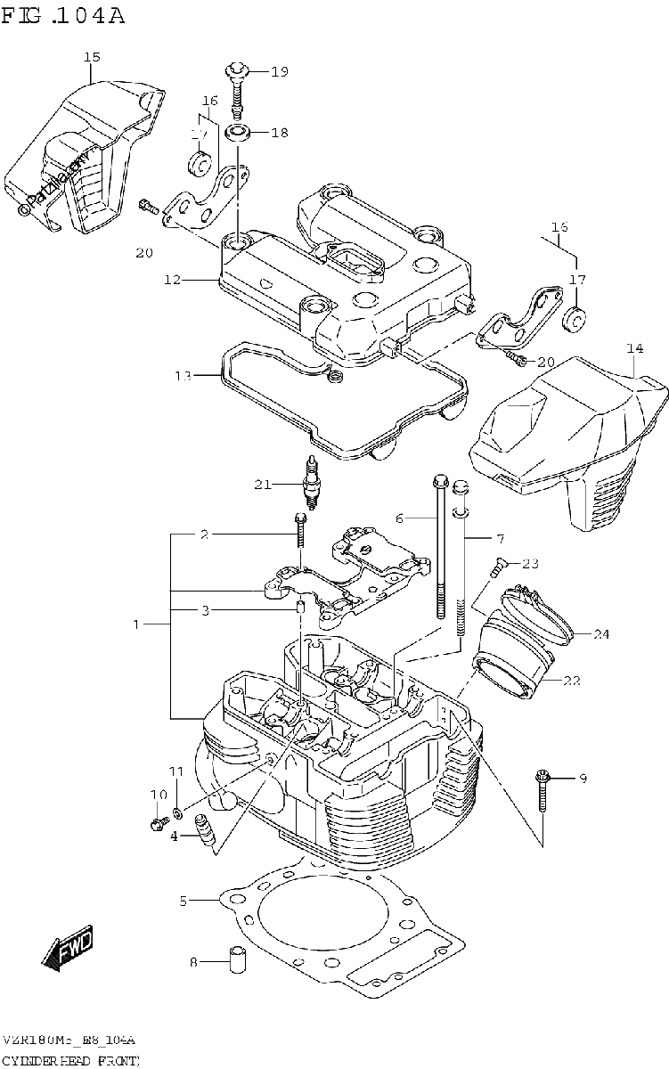 Diagrama de CYLINDER HEAD FRONT VZR1800
