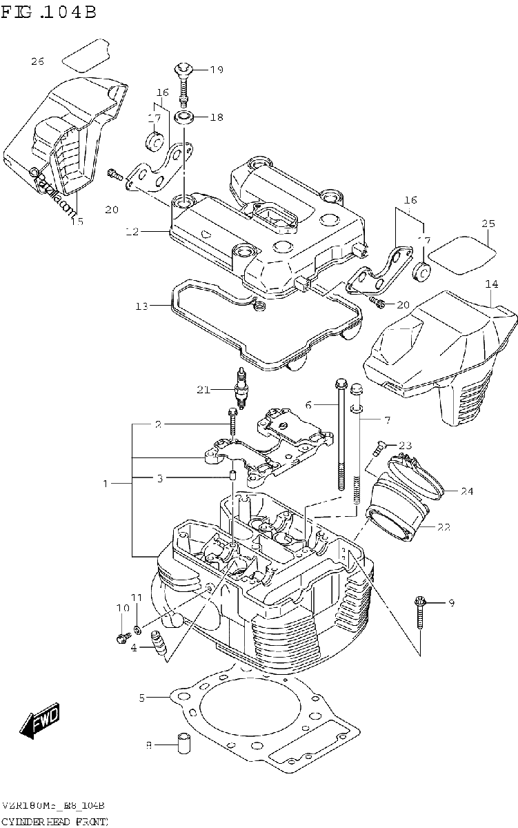 Diagrama de CYLINDER HEAD FRONT VZR1800BZ