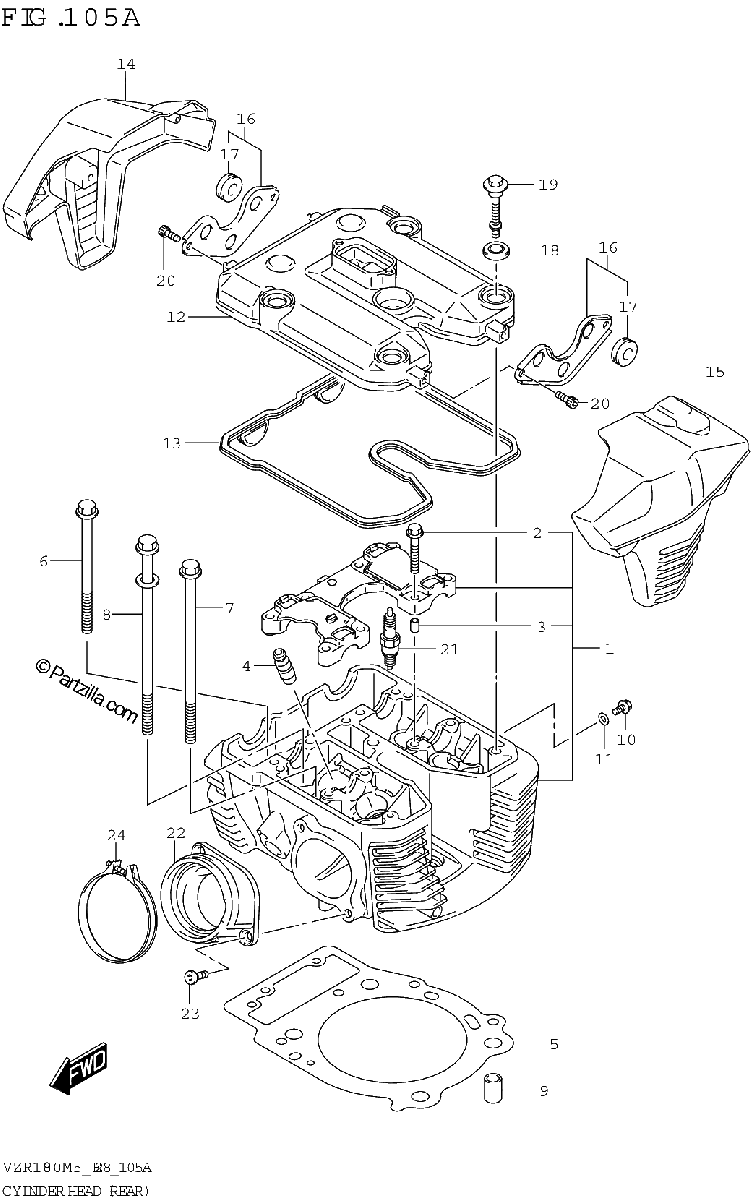 Diagrama de CYLINDER HEAD REAR VZR1800