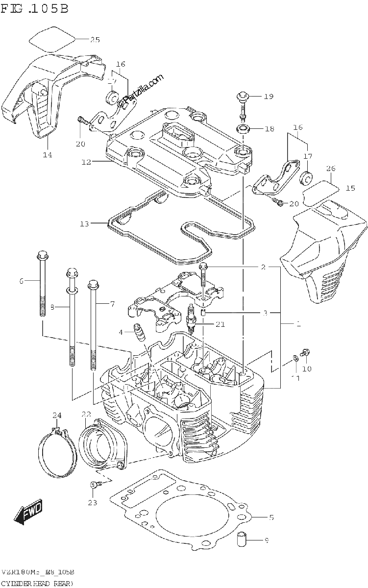 Diagrama de CYLINDER HEAD REAR VZR1800BZ