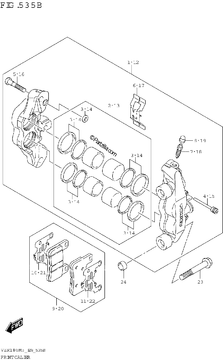 Diagrama de FRONT CALIPER VZR1800BZ