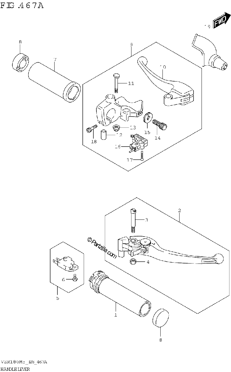 Diagrama de HANDLE LEVER VZR1800