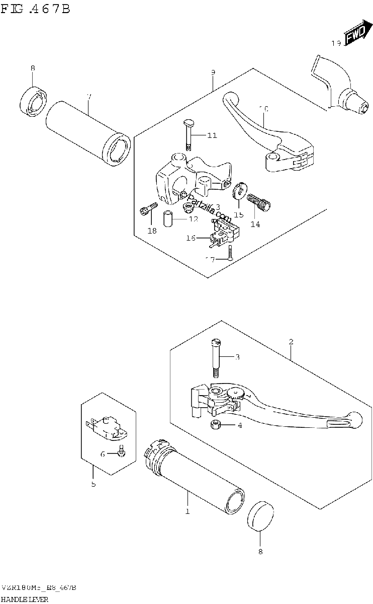 Diagrama de HANDLE LEVER VZR1800BZ