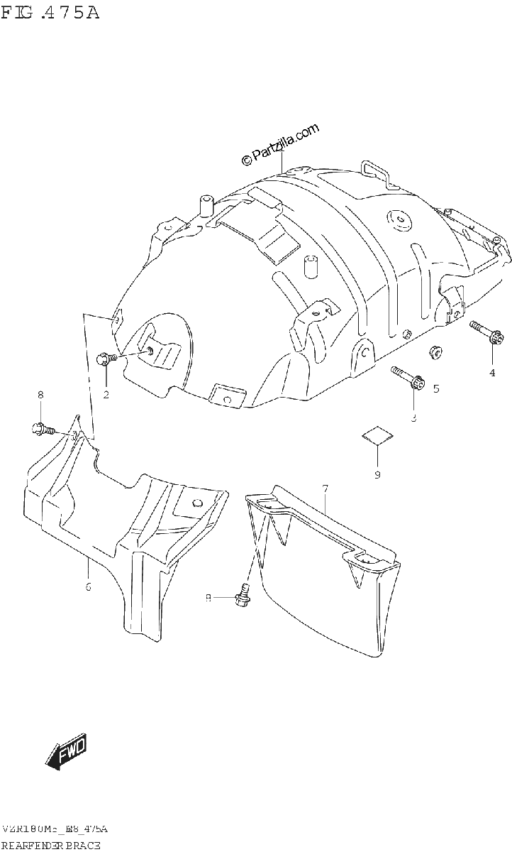 Diagrama de REAR FENDER BRACE