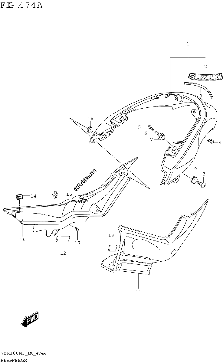 Diagrama de REAR FENDER VZR1800