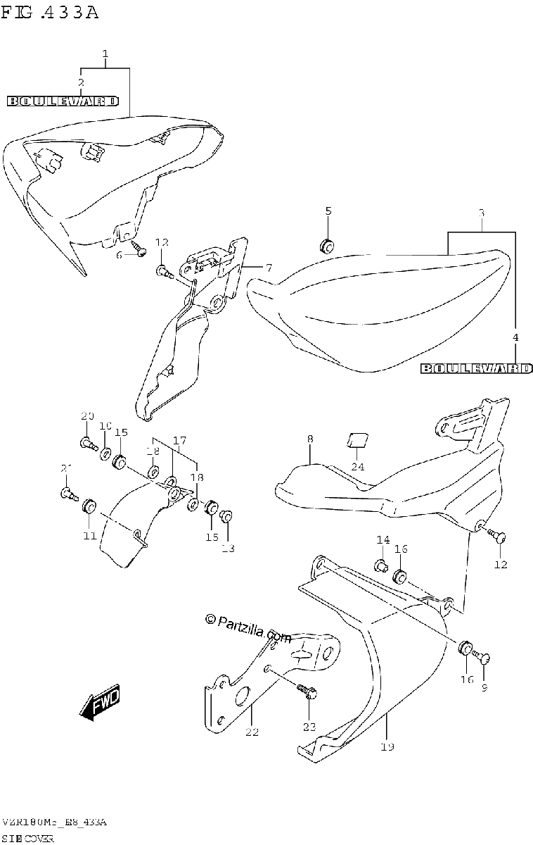 Diagrama de SIDE COVER VZR1800