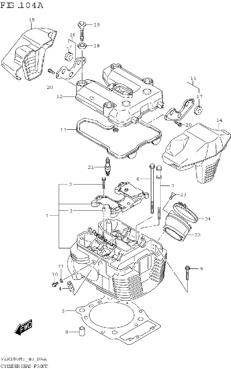 Diagrama de CYLINDER HEAD FRONT