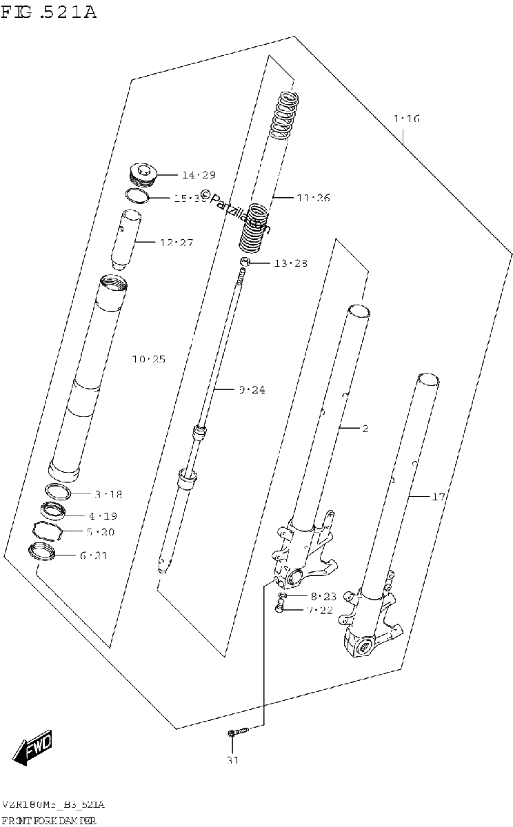 Diagrama de FRONT FORK DAMPER
