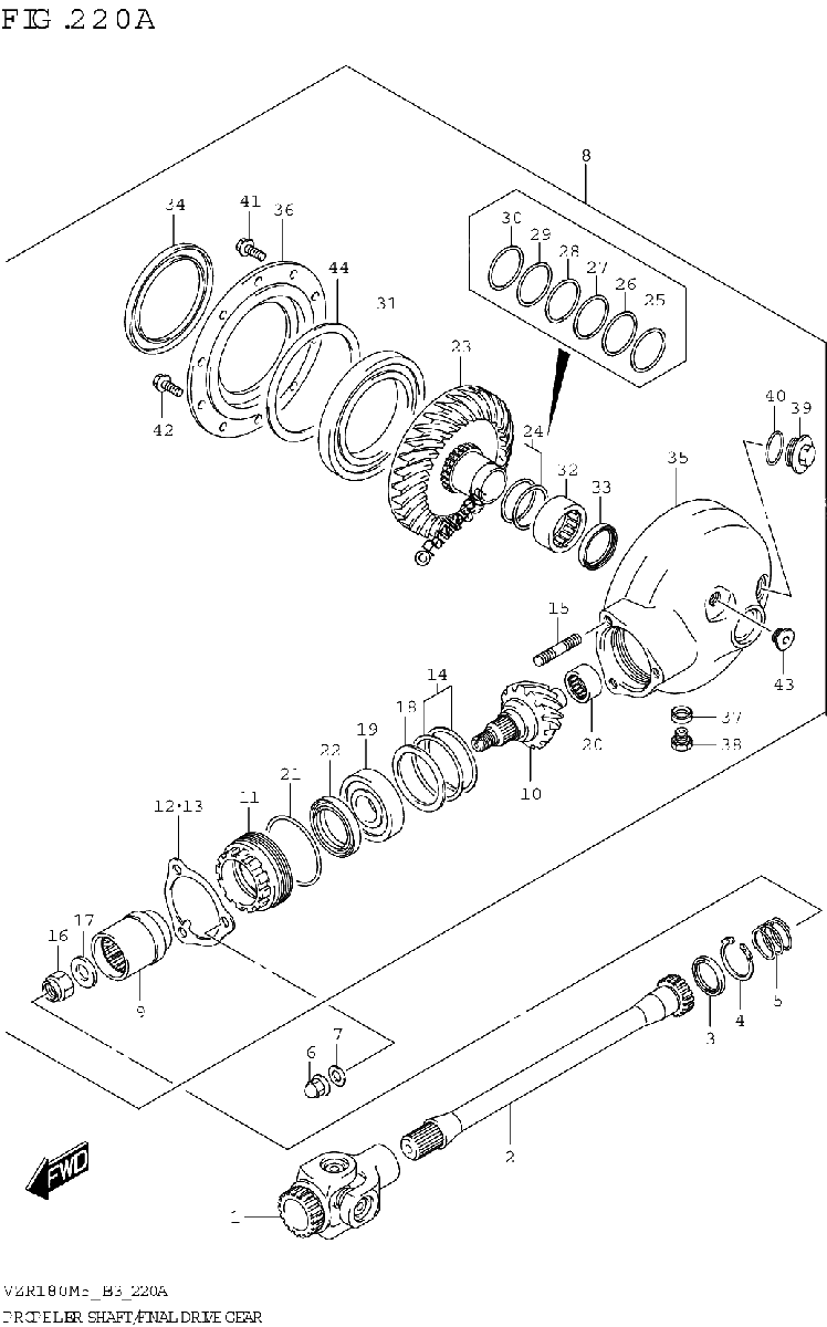 Diagrama de PROPELLER SHAFT FINAL DRIVE GEAR
