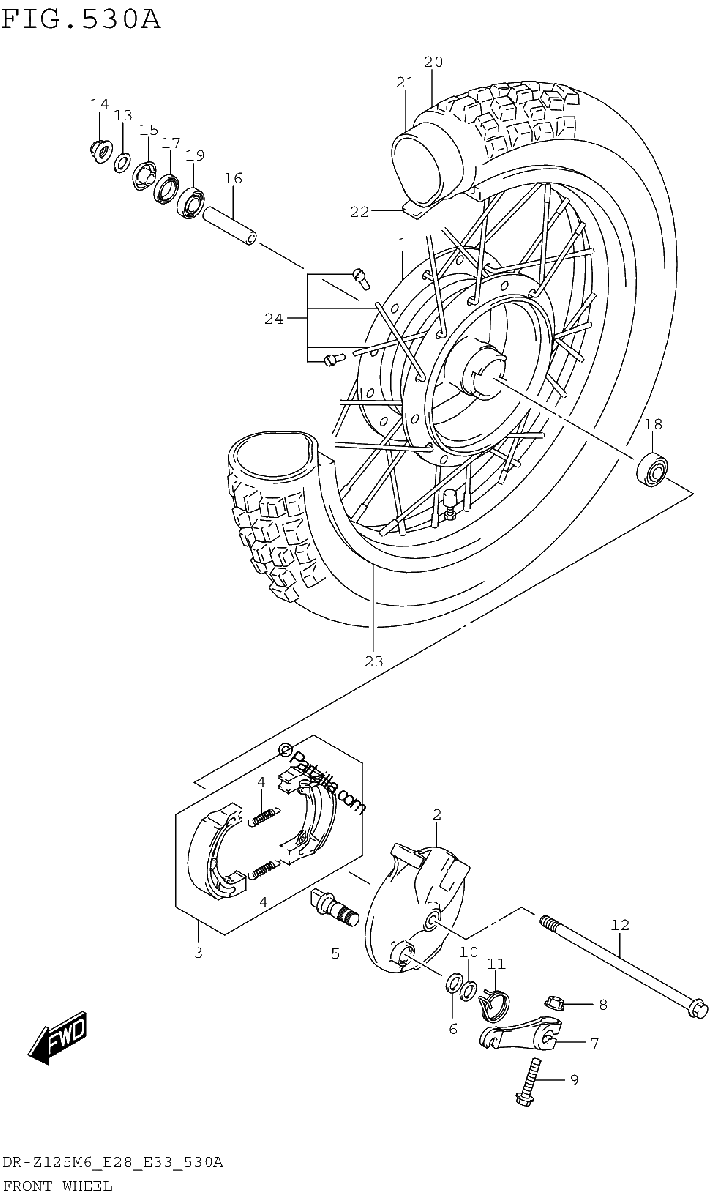 Diagrama de FRONT WHEEL DR Z125