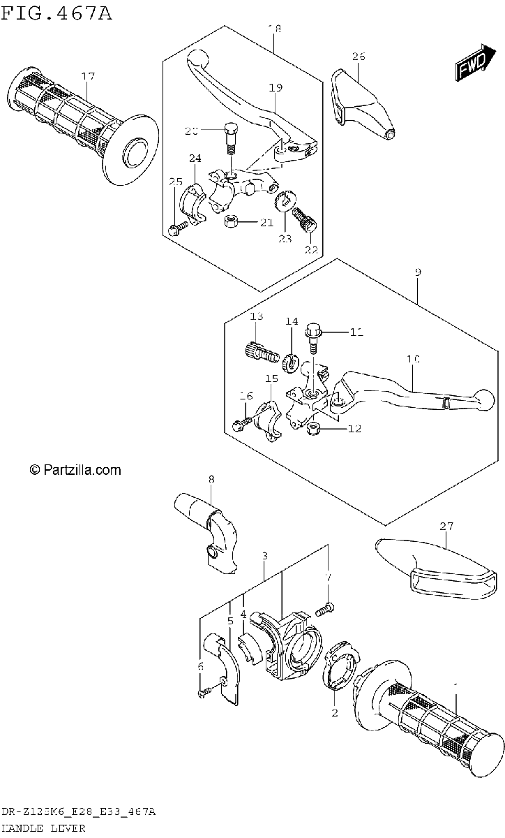 Diagrama de HANDLE LEVER DR Z125