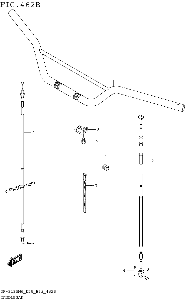 Diagrama de HANDLEBAR DR Z125L