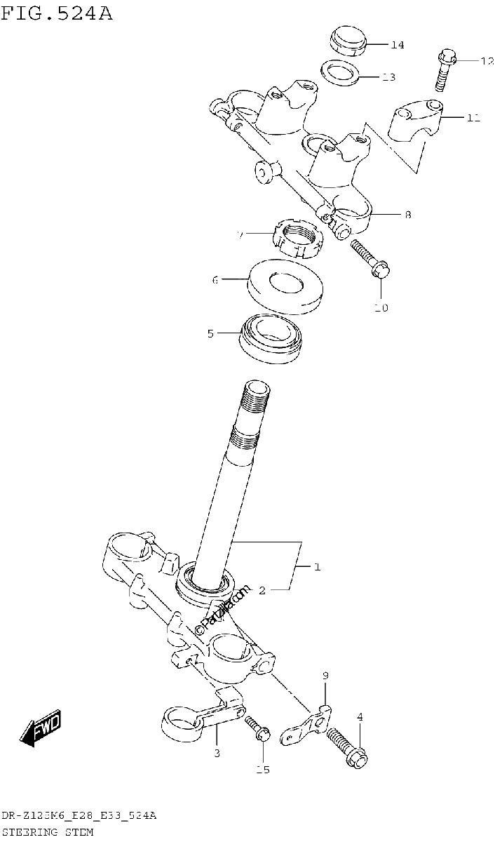 Diagrama de STEERING STEM DR Z125 E28