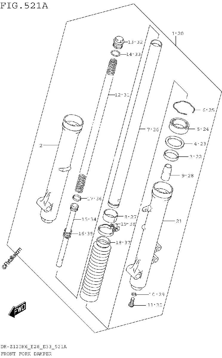 Diagrama de FRONT FORK DAMPER DR Z125 E28