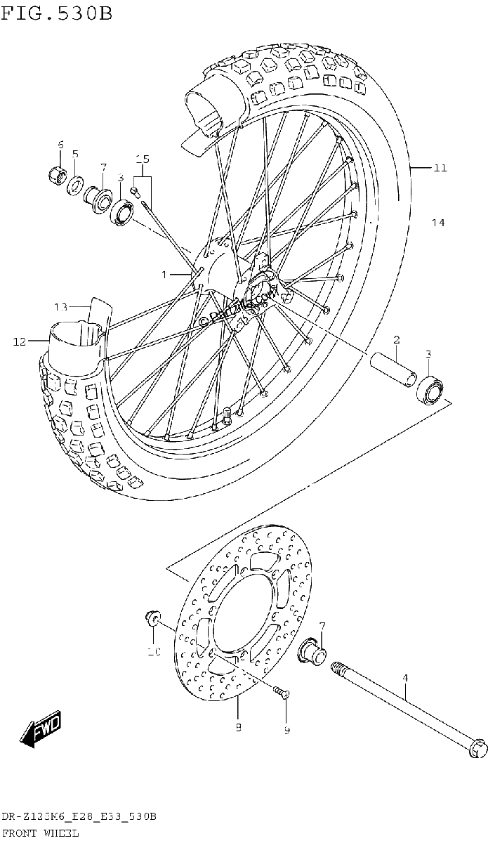 Diagrama de FRONT WHEEL DR Z125L