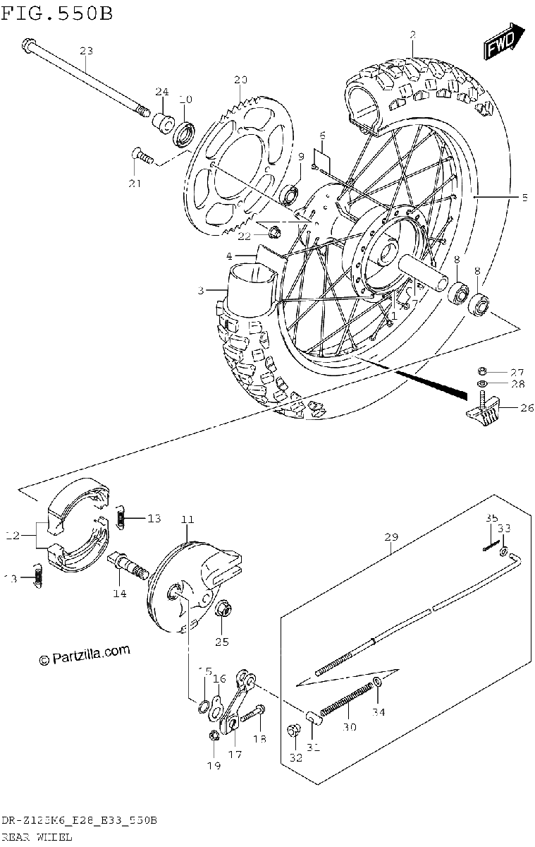 Diagrama de REAR WHEEL DR Z125L