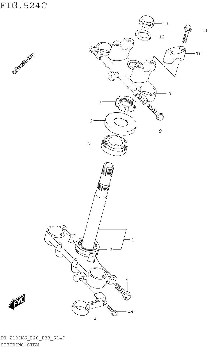 Diagrama de STEERING STEM DR Z125L E33