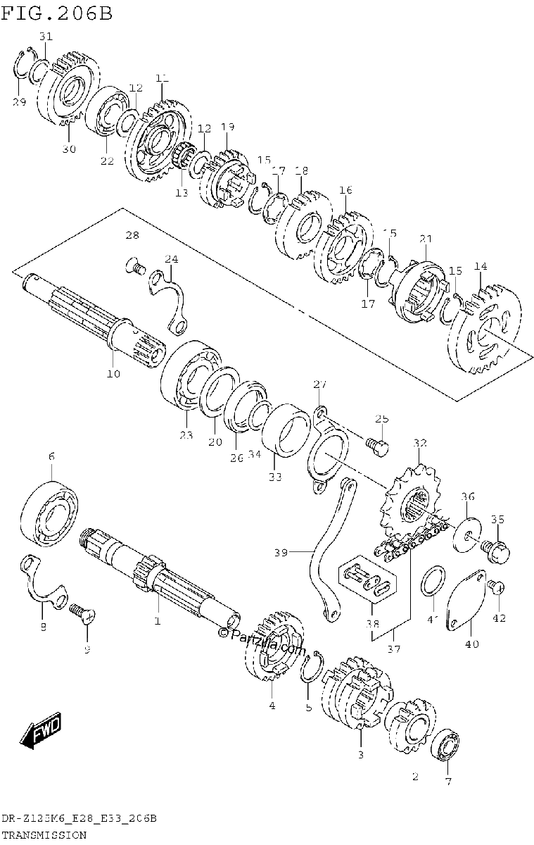 Diagrama de TRANSMISSION DR Z125L